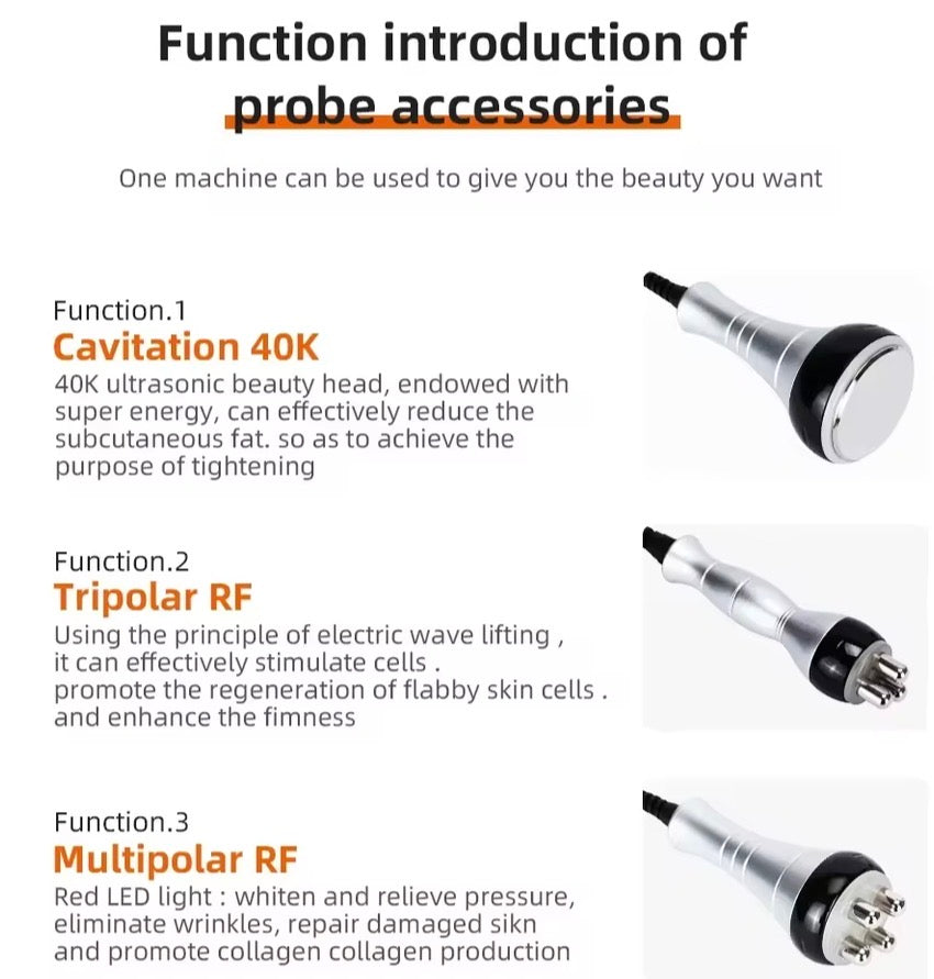 40K Ultrasonic Cavitation Machine, 3-in-1 Beauty Device, Skin Tightening & Face Lifting, Home Use Beauty Instrument