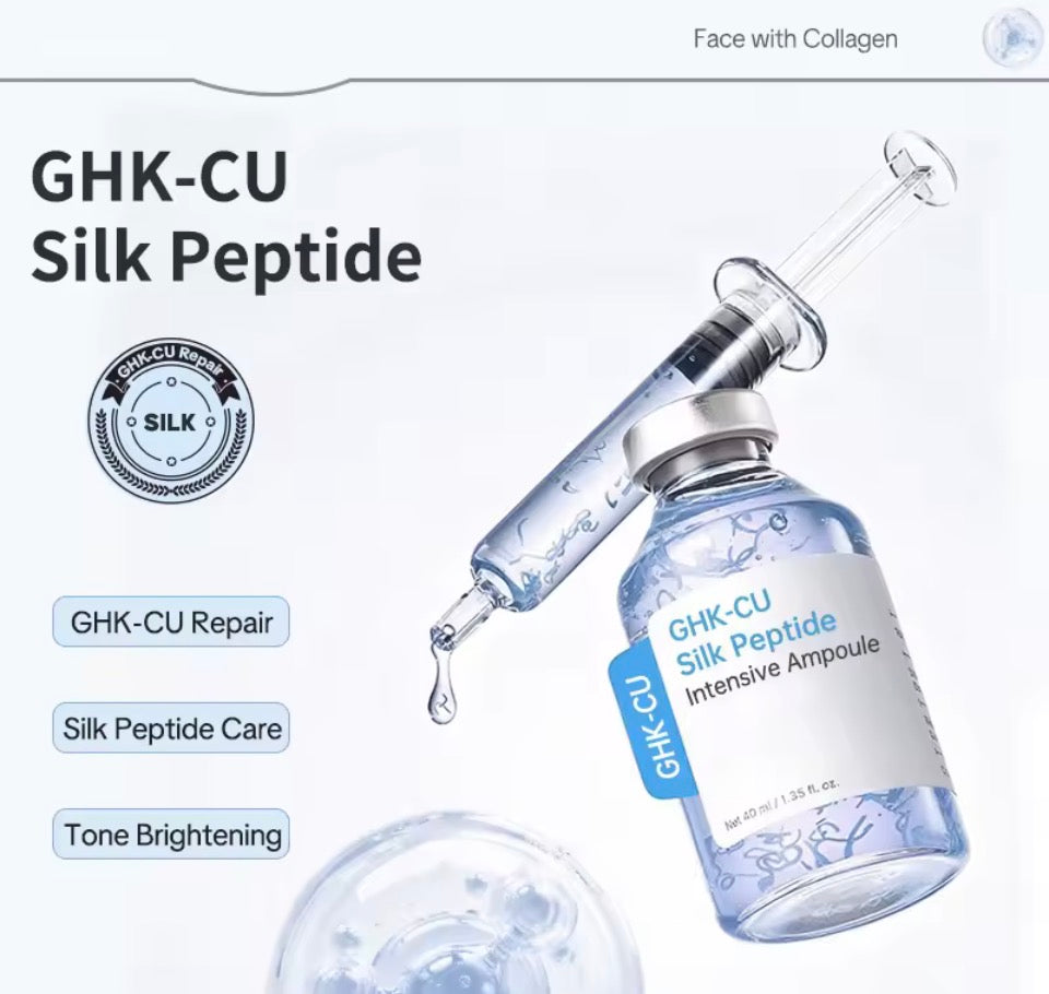 GHK-Cu Blue Copper Silk Peptide Ampoule Serum Moisturizing Firm Revitalize Boost Skin Elasticity Repair Skin Barrier