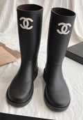 Women Black Tall Rubber Rain Boots