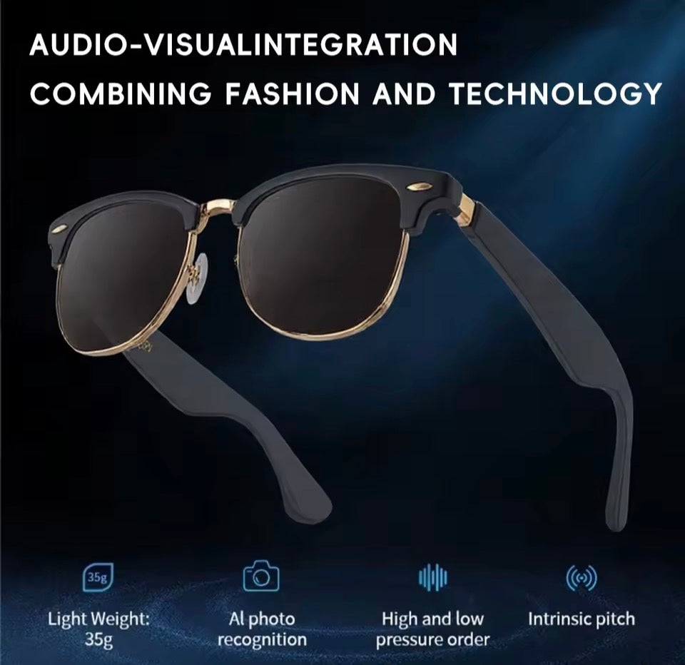 Smart Audio Glasses With Built-in Speakers, Wireless Audio Eyewear For Men Women Outdoor UV Protection, Voice Control Function Compatible With All Smart Mobile Devices For Sports Driving Daily Use